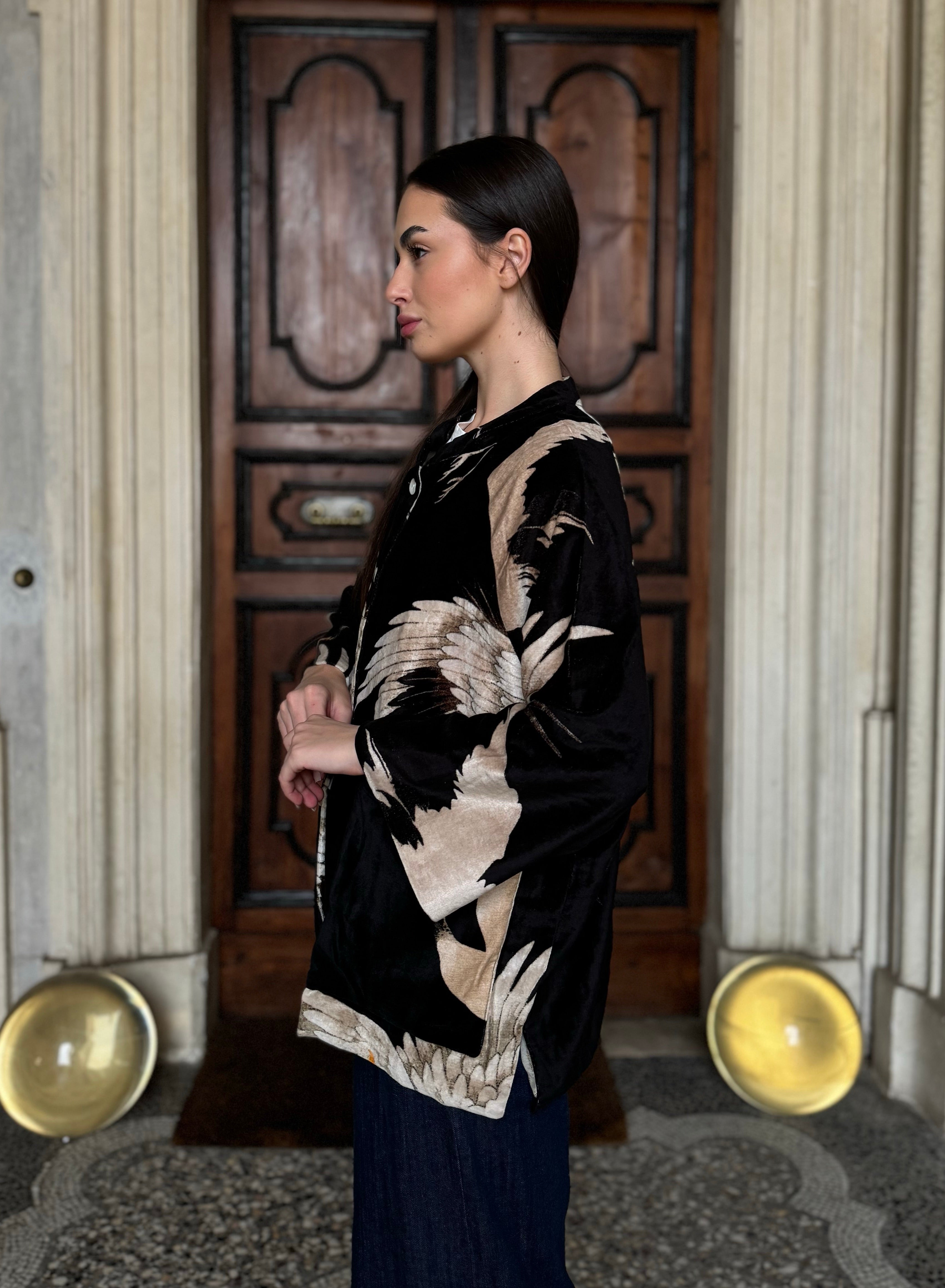 one-hundred-stars-1 - velvet jacket - STORK BLACK