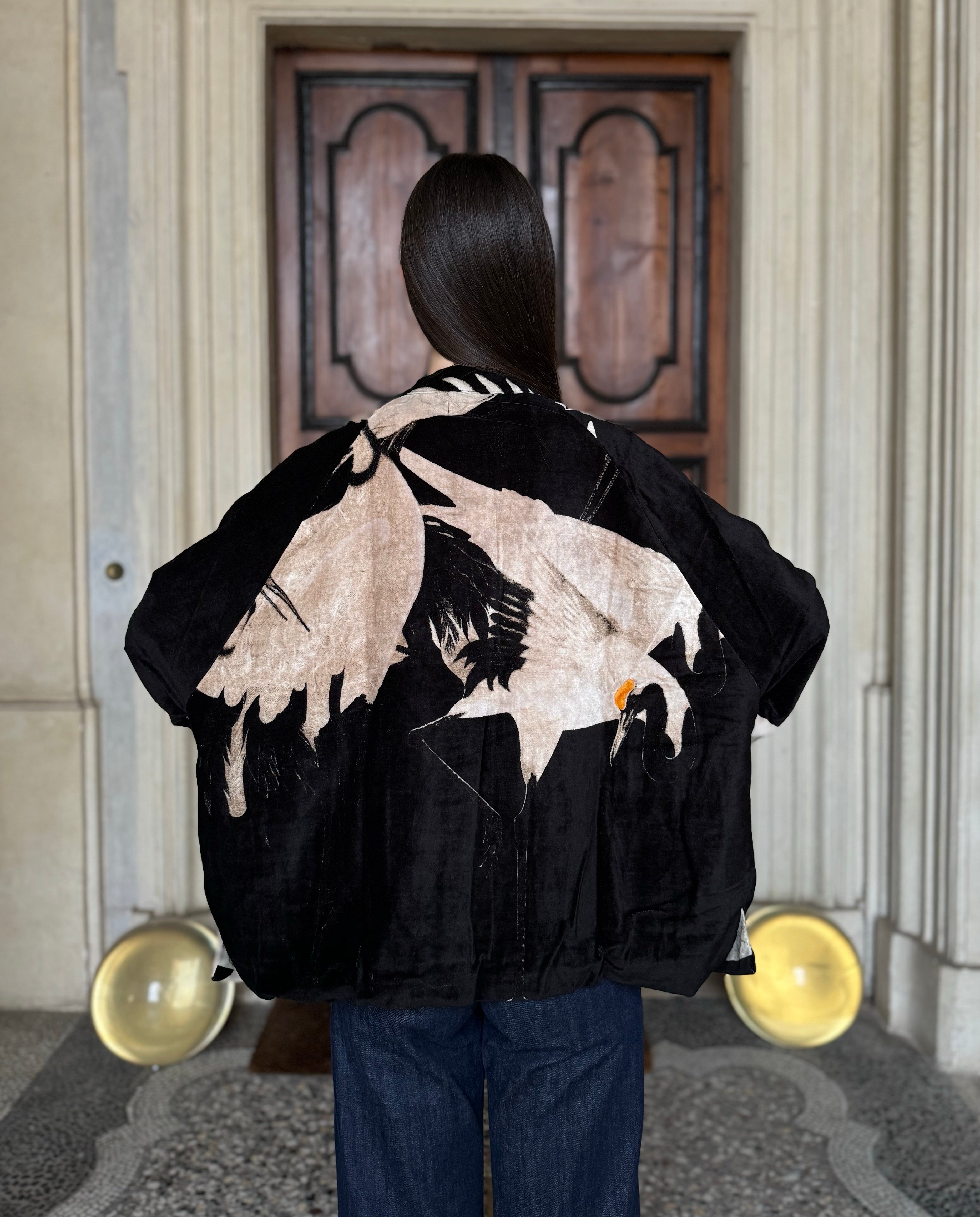 one-hundred-stars-1 - velvet jacket - STORK BLACK