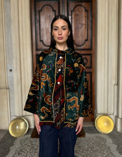 one-hundred-stars-1 - velvet jacket - DRAGON GREEN