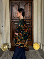one-hundred-stars-1 - velvet jacket - DRAGON GREEN