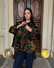 one-hundred-stars-1 - velvet jacket - DRAGON GREEN