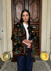 one-hundred-stars-1 - velvet jacket - DRAGON GREEN