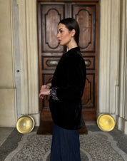 WU-SIDE - giacca velluto interno fantasia - NERO