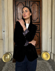 WU-SIDE - giacca velluto interno fantasia - NERO
