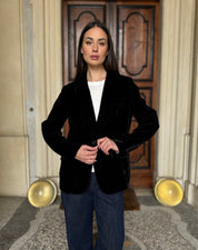 WU-SIDE - giacca velluto interno fantasia - NERO