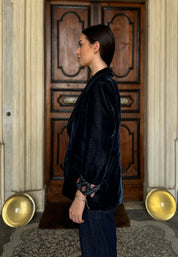 WU-SIDE - giacca velluto interno fantasia - BLUE