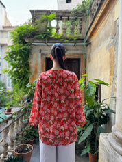 ARTEFILIA - blusa mussola di cotone eva - ARANCIO FLOWERS