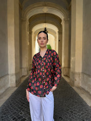 ARTEFILIA - blusa mussola di cotone eva - BLUE FLOWERS