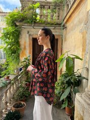ARTEFILIA - blusa mussola di cotone eva - BLUE FLOWERS