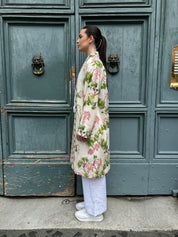 WU-SIDE - kimono fantasia mussola cotone - BURRO VERDE