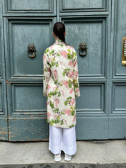 WU-SIDE - kimono fantasia mussola cotone - BURRO VERDE