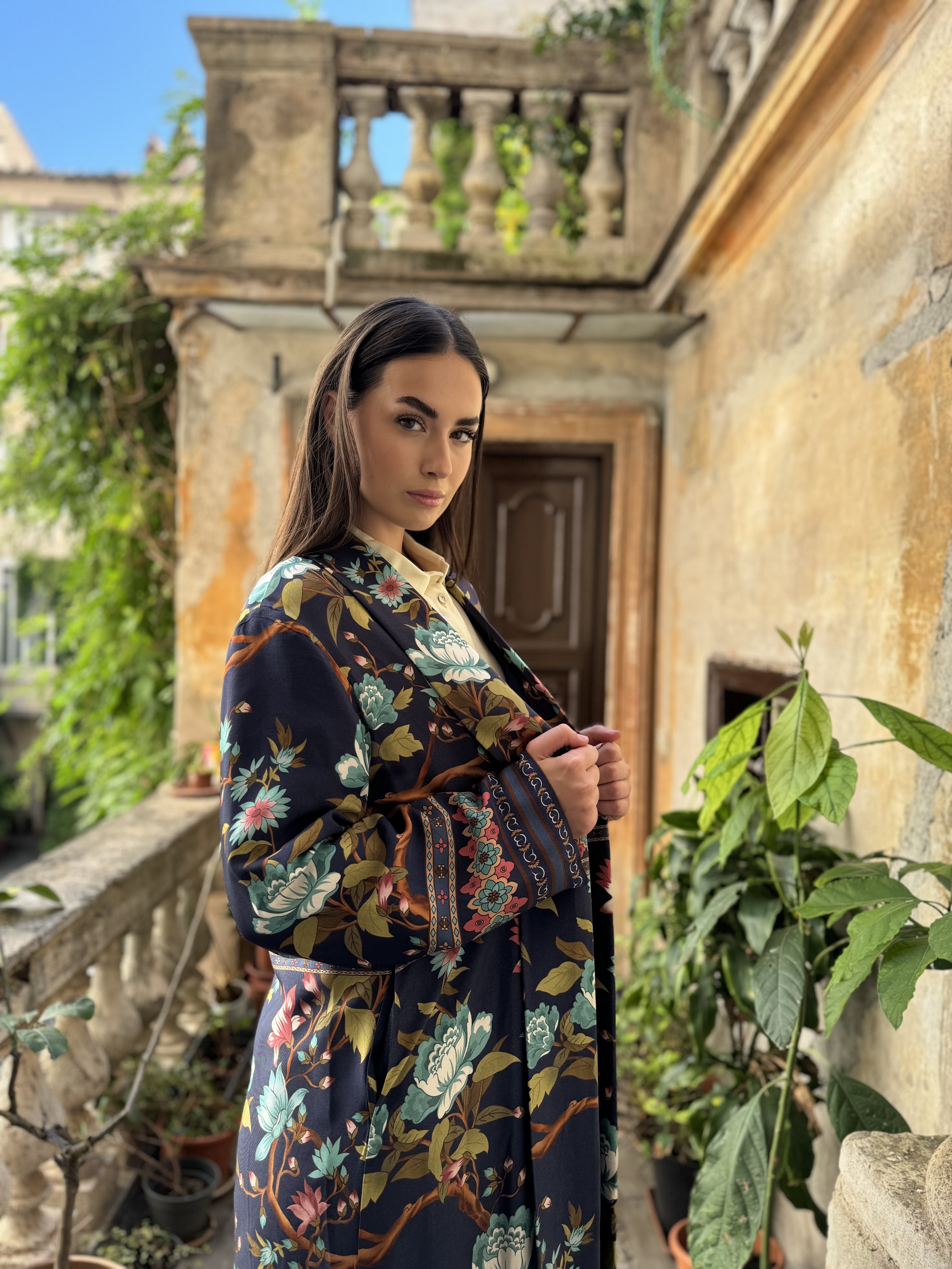 WU-SIDE - kimono lungo fantasia - BLUE