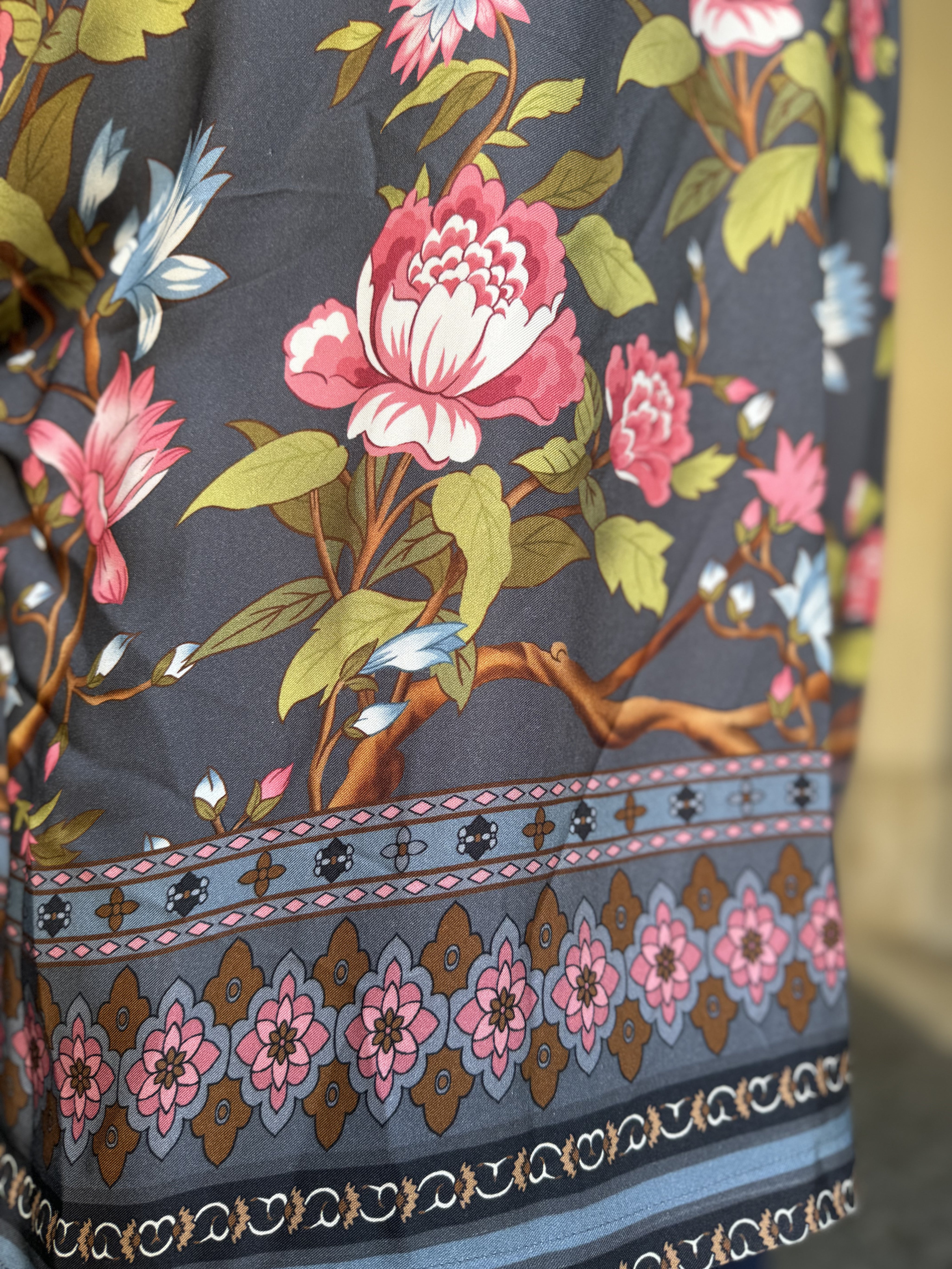 WU-SIDE - kimono lungo fantasia - GRIGIO