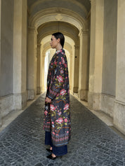 WU-SIDE - kimono lungo fantasia - GRIGIO