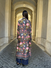 WU-SIDE - kimono lungo fantasia - GRIGIO
