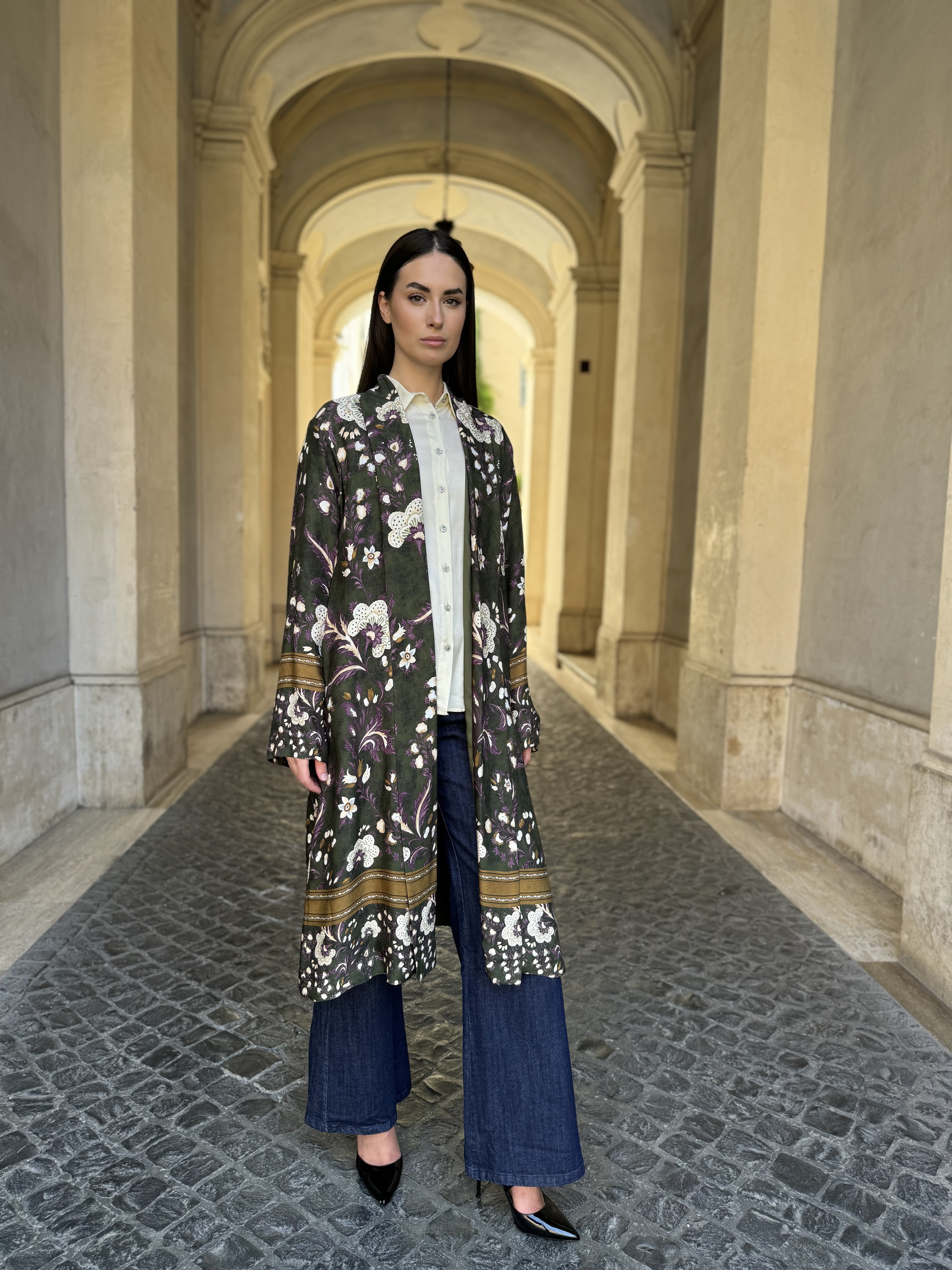 WU-SIDE - kimono fantasia viscosa - VERDE