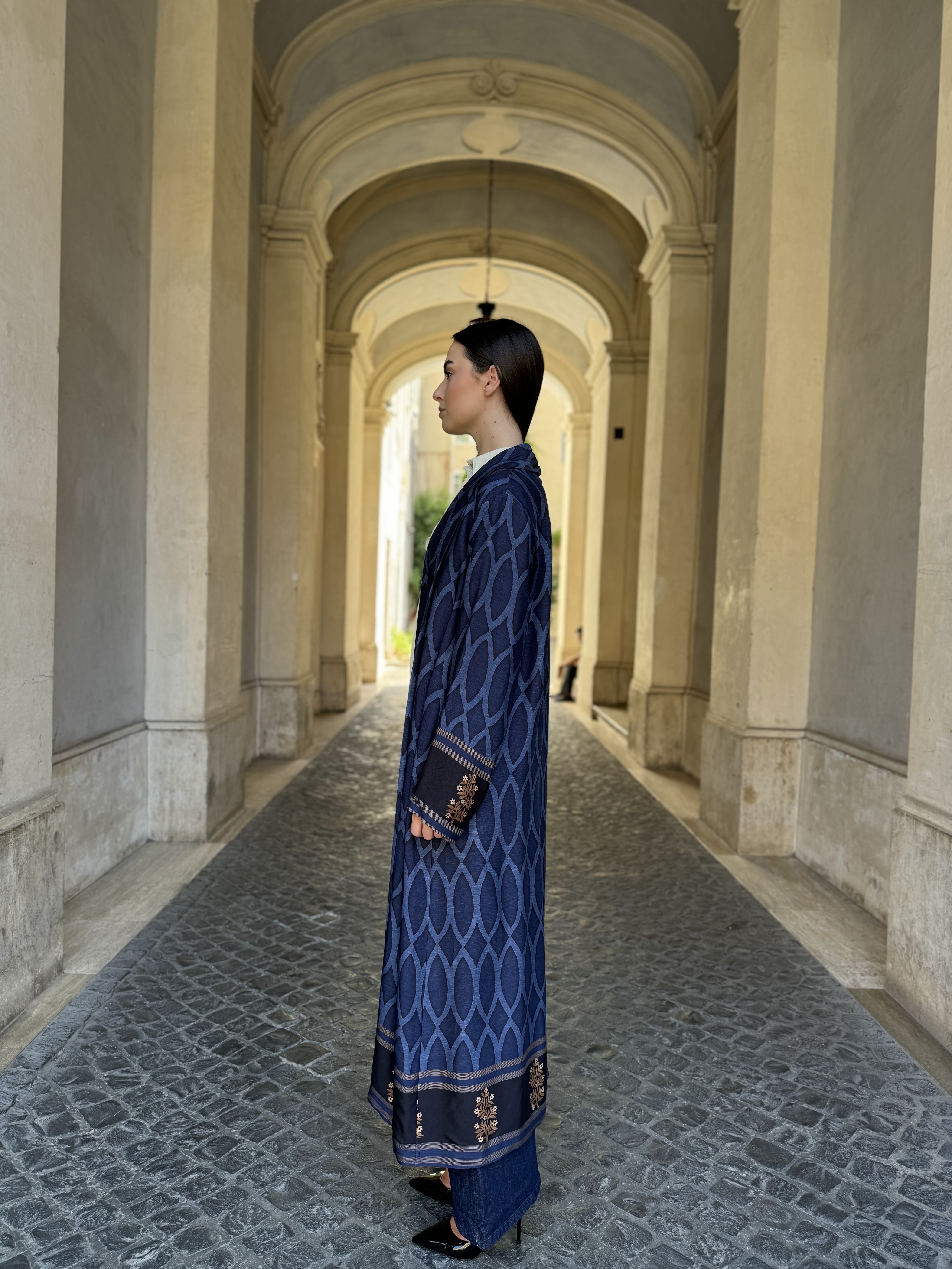 WU-SIDE - kimono extra lungo viscosa - BLUE