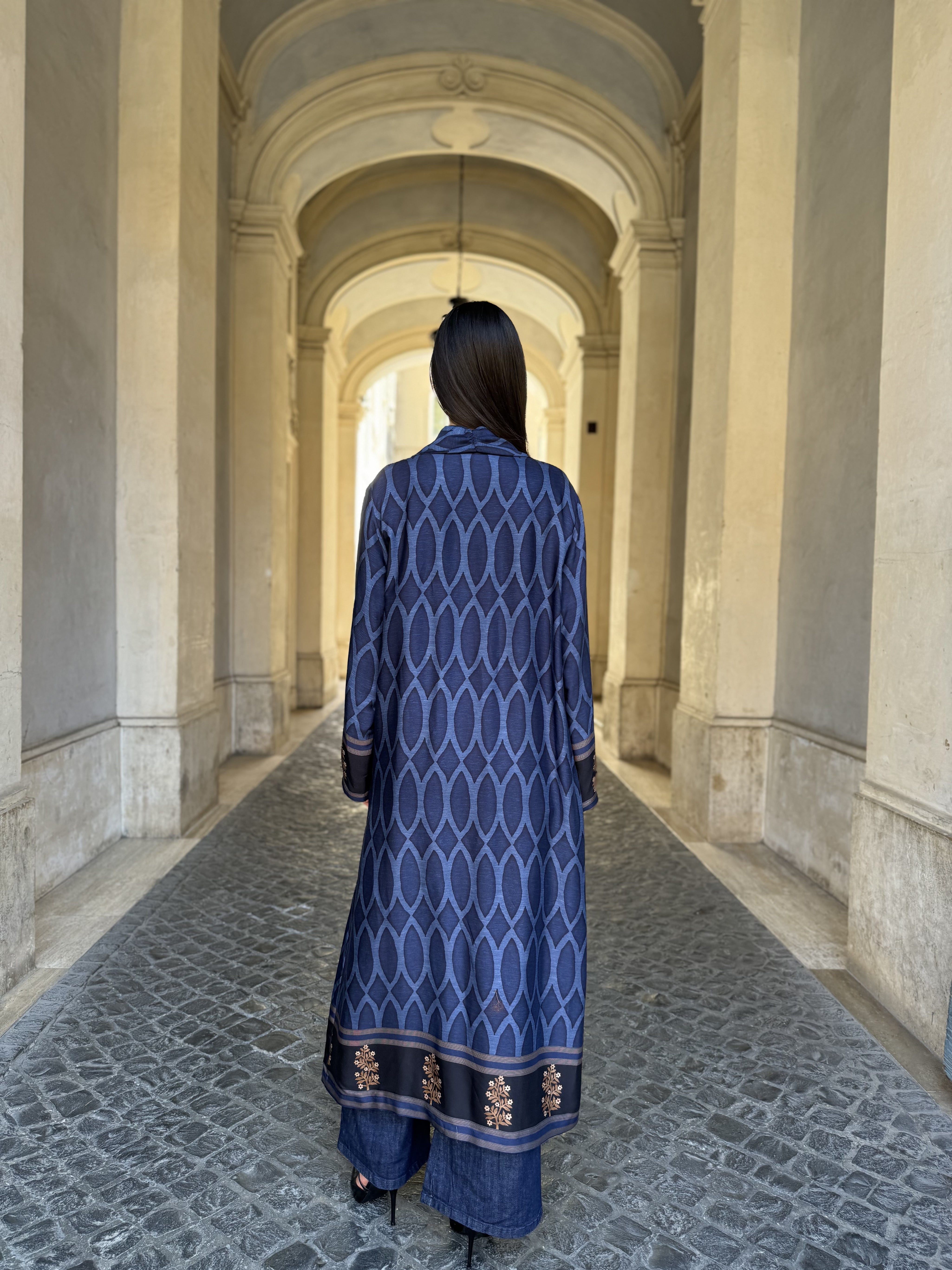 WU-SIDE - kimono extra lungo viscosa - BLUE