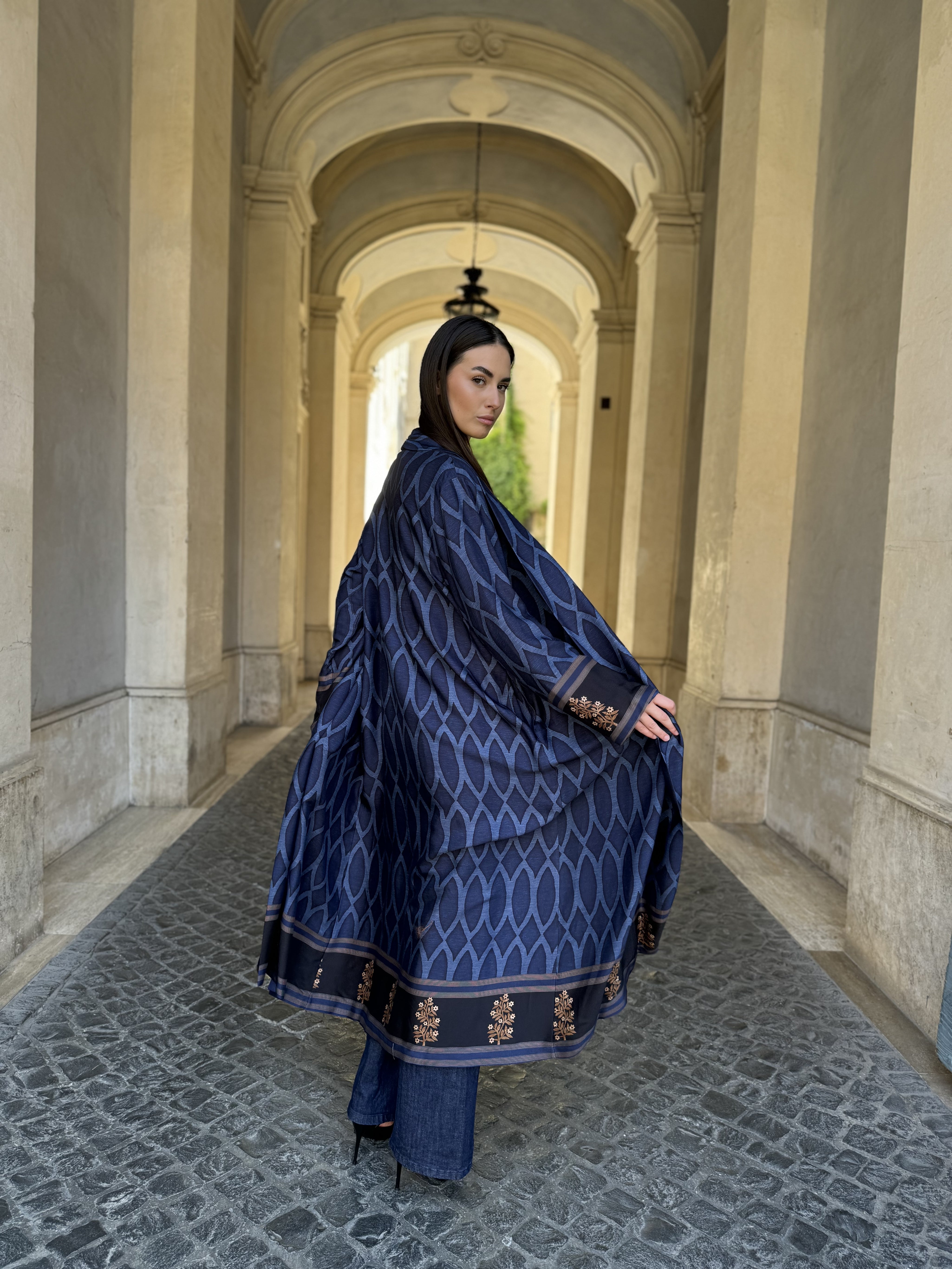 WU-SIDE - kimono extra lungo viscosa - BLUE