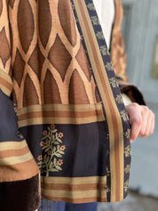 WU-SIDE - giacca kimono viscosa inserti velluto - MARRONE