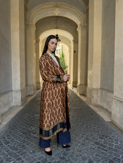 WU-SIDE - kimono extra lungo viscosa - MARRONE