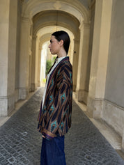 WU-SIDE - giacca kimono fantasia viscosa - NERO