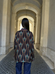 WU-SIDE - giacca kimono fantasia viscosa - NERO