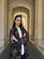 WU-SIDE - kimono fantasia viscosa - NERO