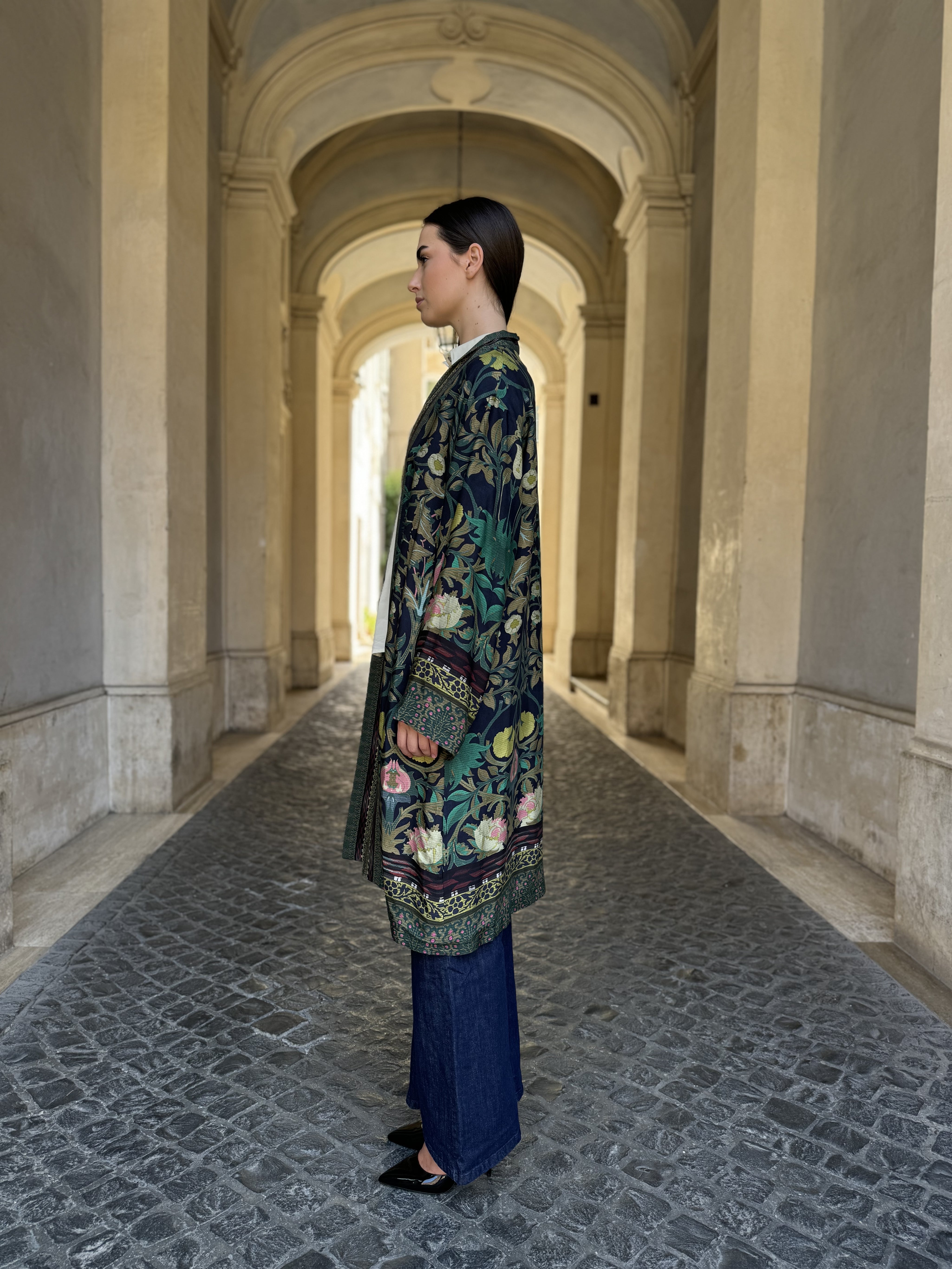 WU-SIDE - kimono fantasia viscosa - BLUE