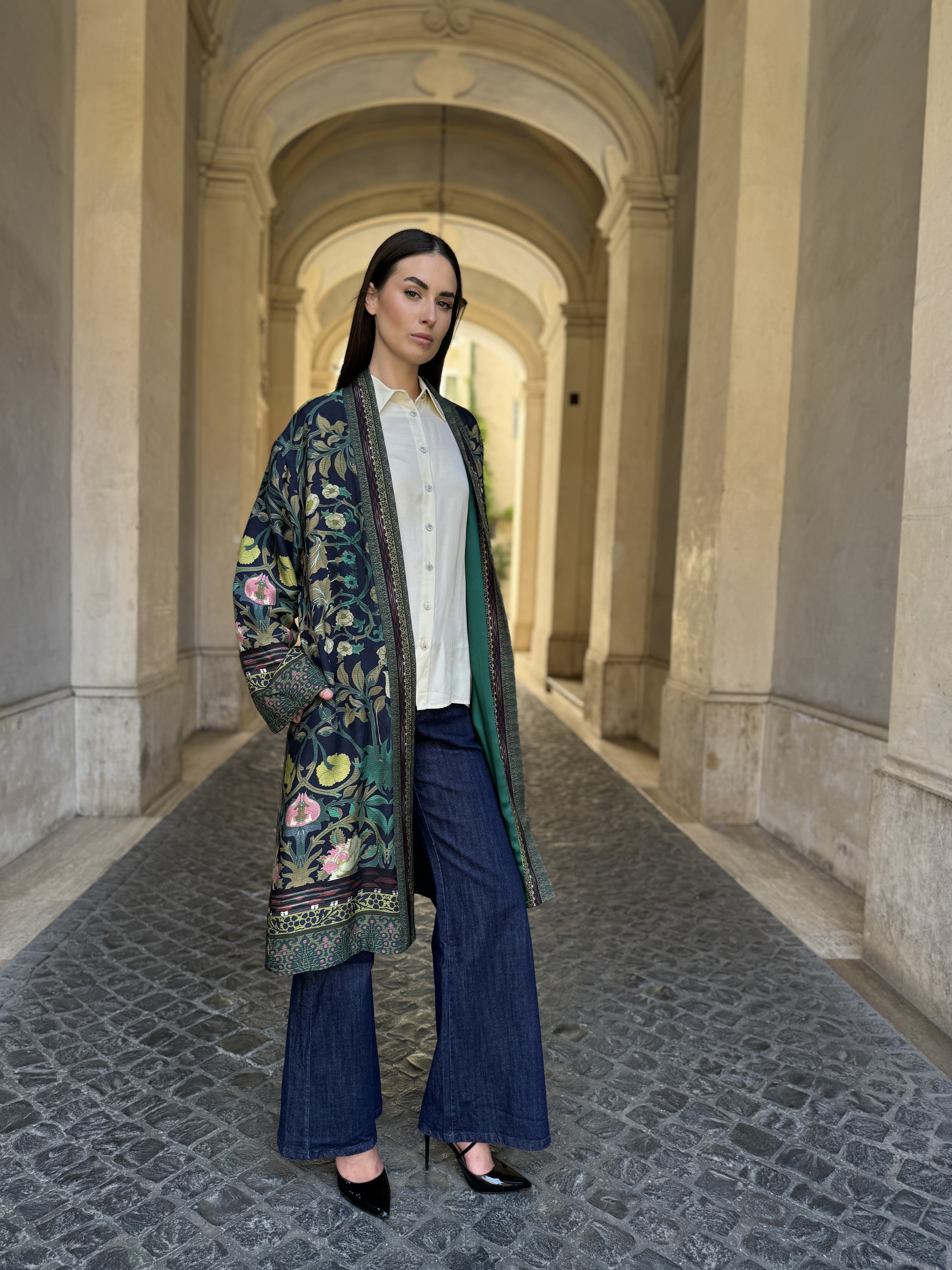 WU-SIDE - kimono fantasia viscosa - BLUE