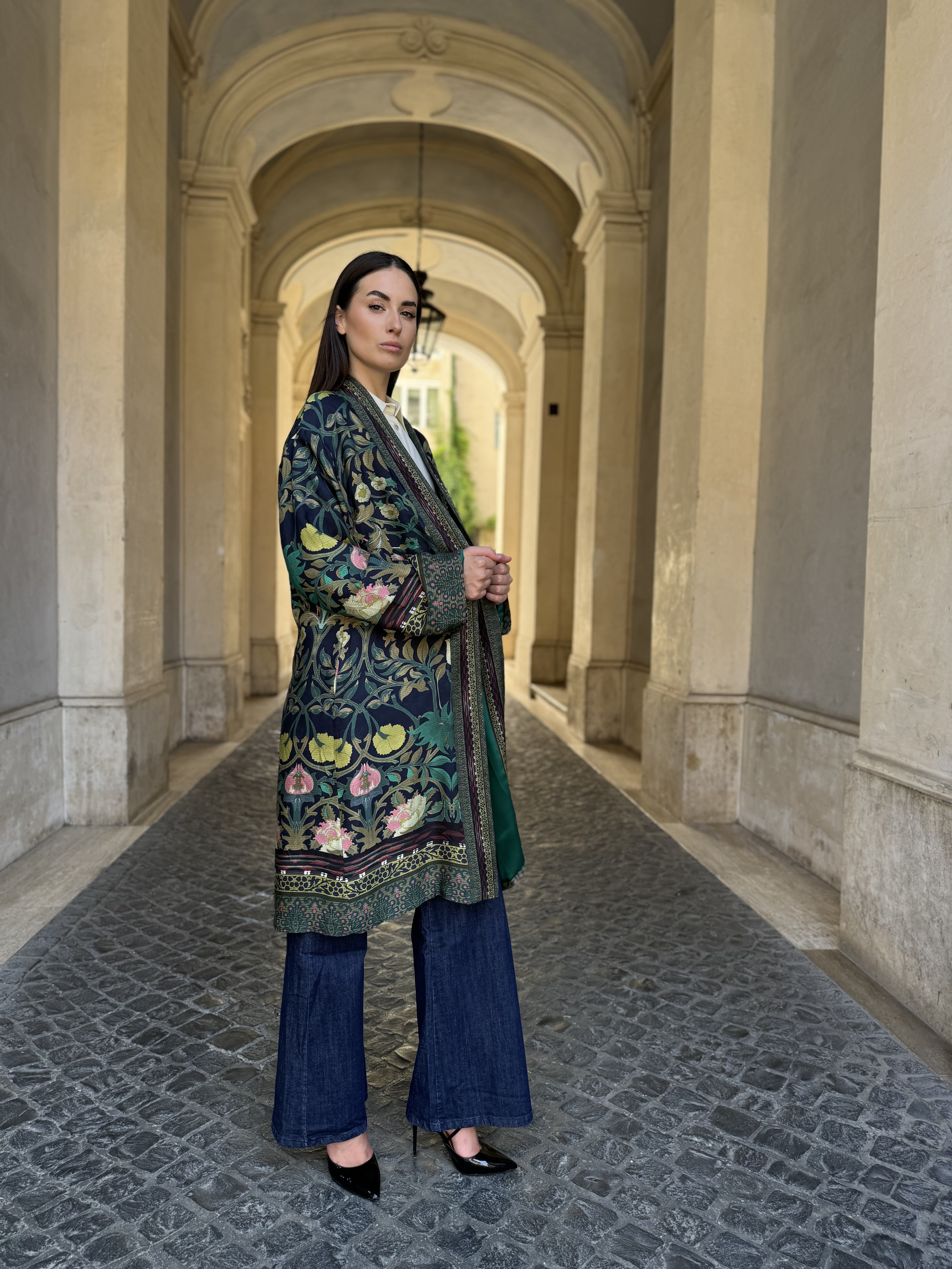 WU-SIDE - kimono fantasia viscosa - BLUE
