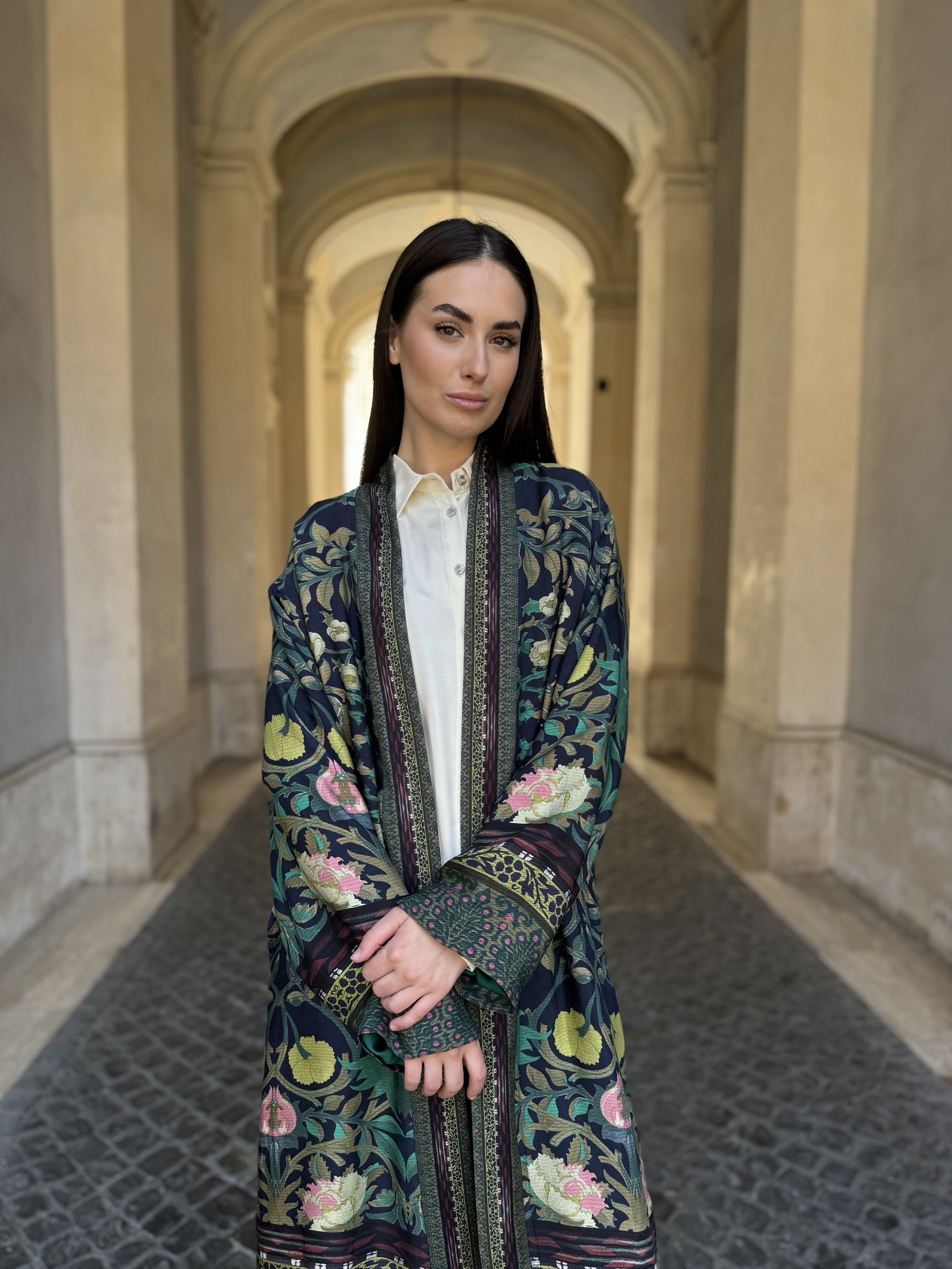 WU-SIDE - kimono fantasia viscosa - BLUE