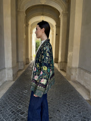 WU-SIDE - giacca kimono fantasia viscosa - BLUE