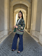 WU-SIDE - giacca kimono fantasia viscosa - BLUE