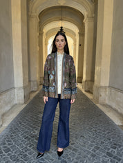 WU-SIDE - giacca kimono fantasia viscosa - VERDE