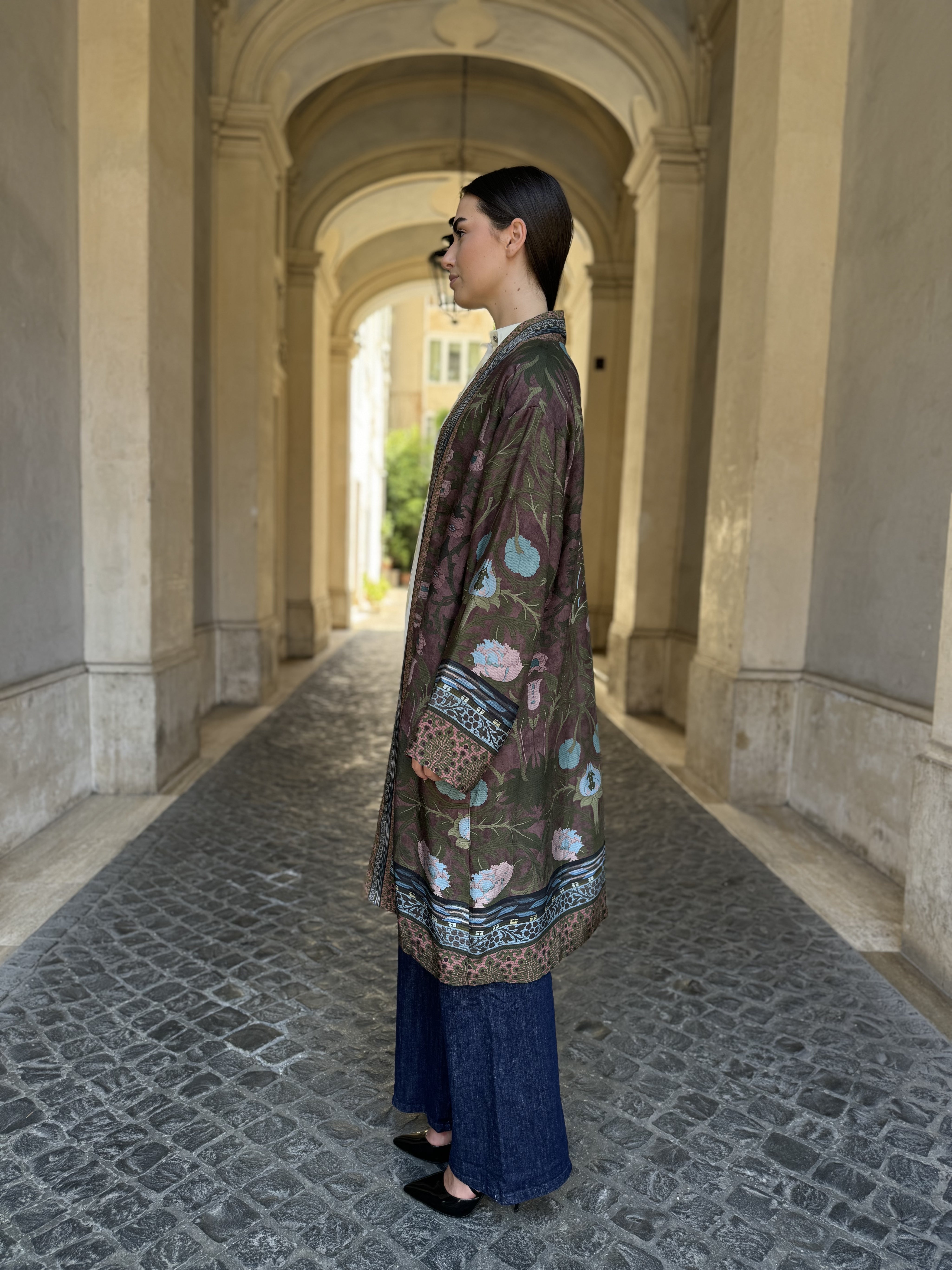 WU-SIDE - kimono fantasia viscosa - VERDE