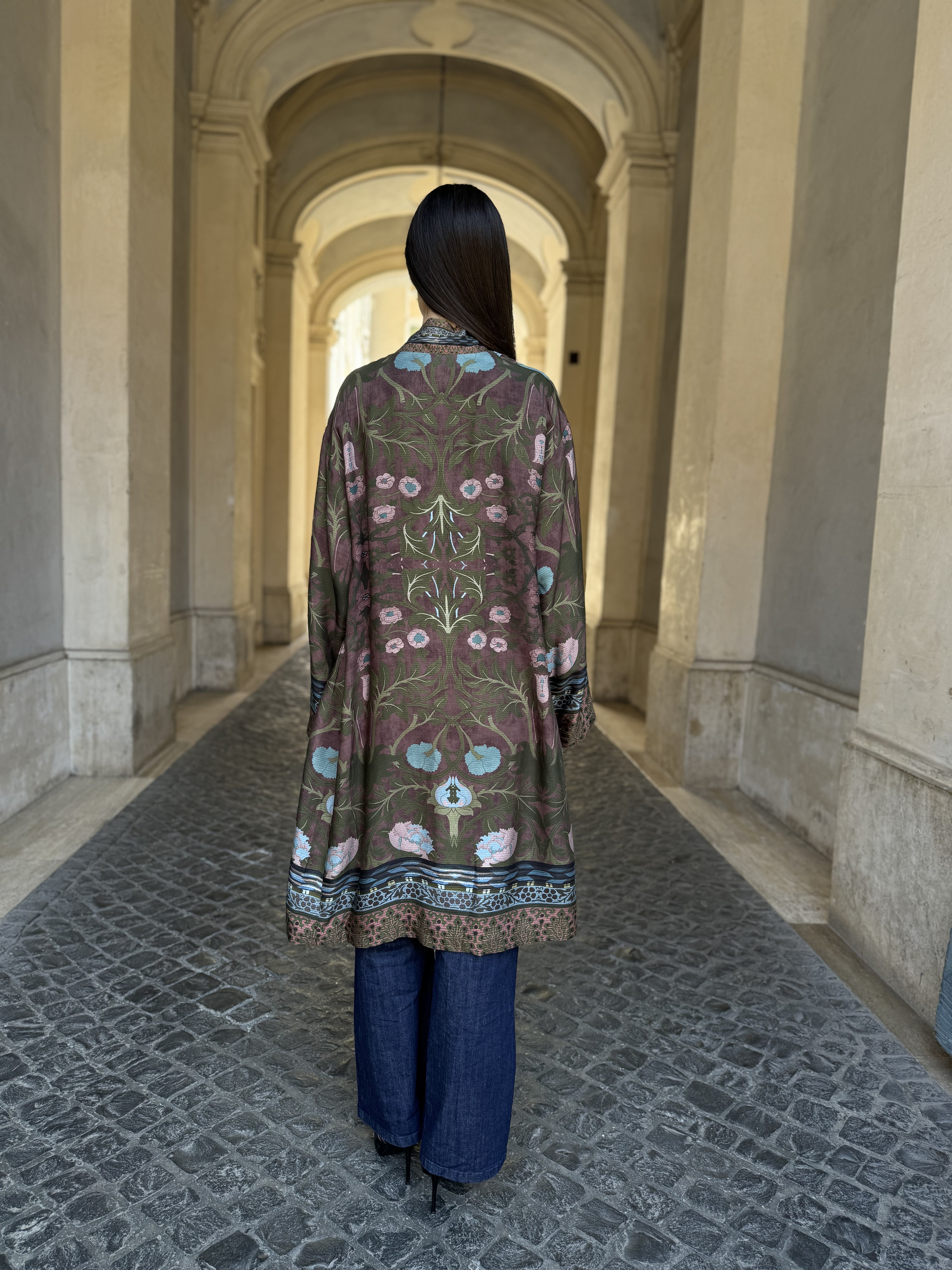 WU-SIDE - kimono fantasia viscosa - VERDE