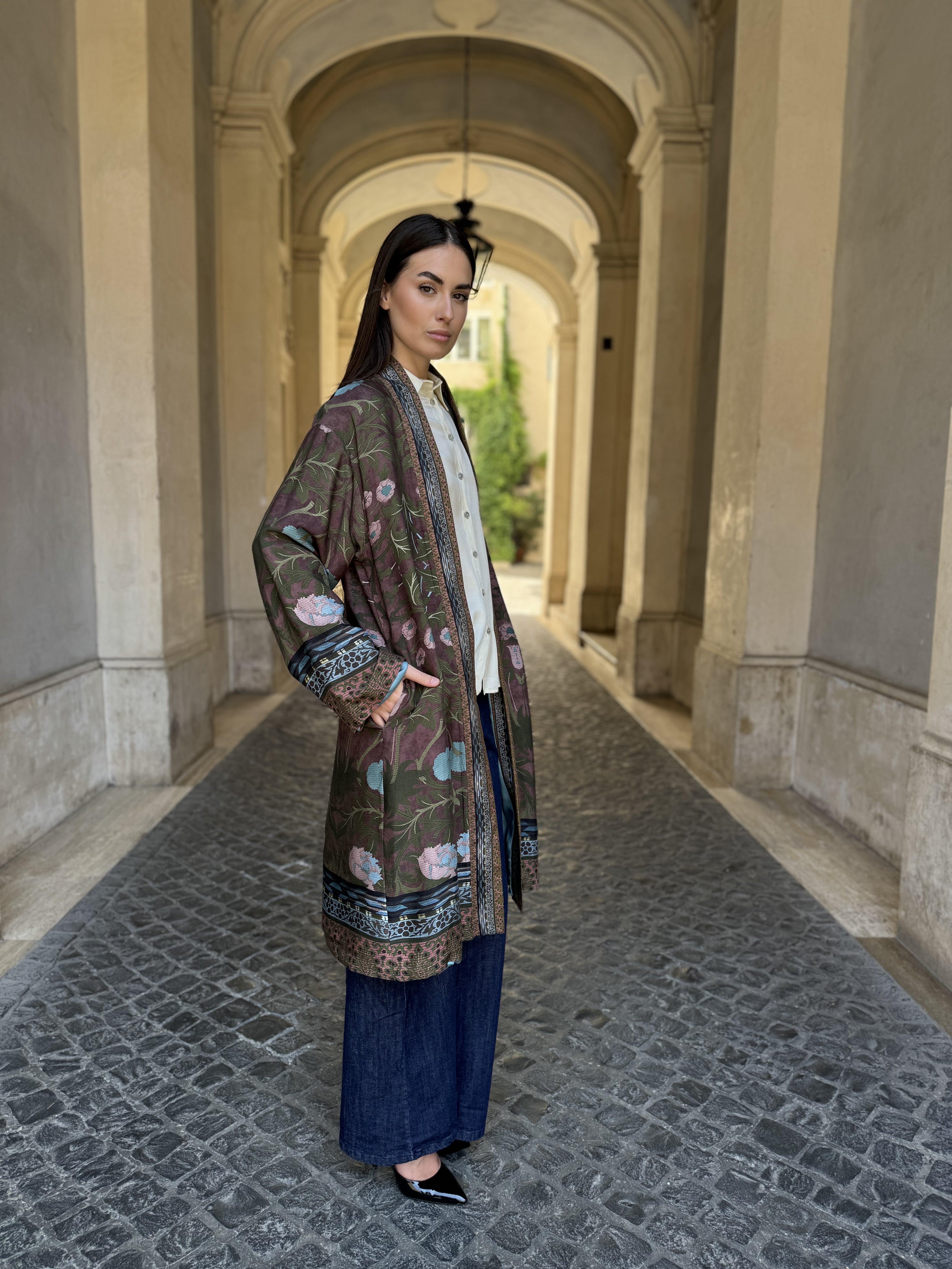 WU-SIDE - kimono fantasia viscosa - VERDE