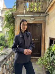 WU-SIDE - camicia fiocco viscosa - BLUE