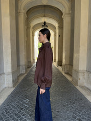 WU-SIDE - camicia fiocco viscosa - MARRONE
