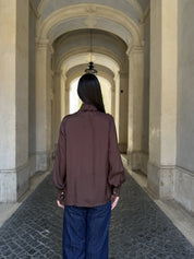 WU-SIDE - camicia fiocco viscosa - MARRONE
