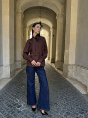 WU-SIDE - camicia fiocco viscosa - MARRONE