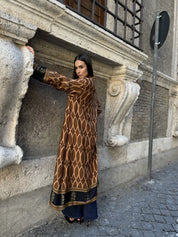 WU-SIDE - kimono extra lungo viscosa - MARRONE