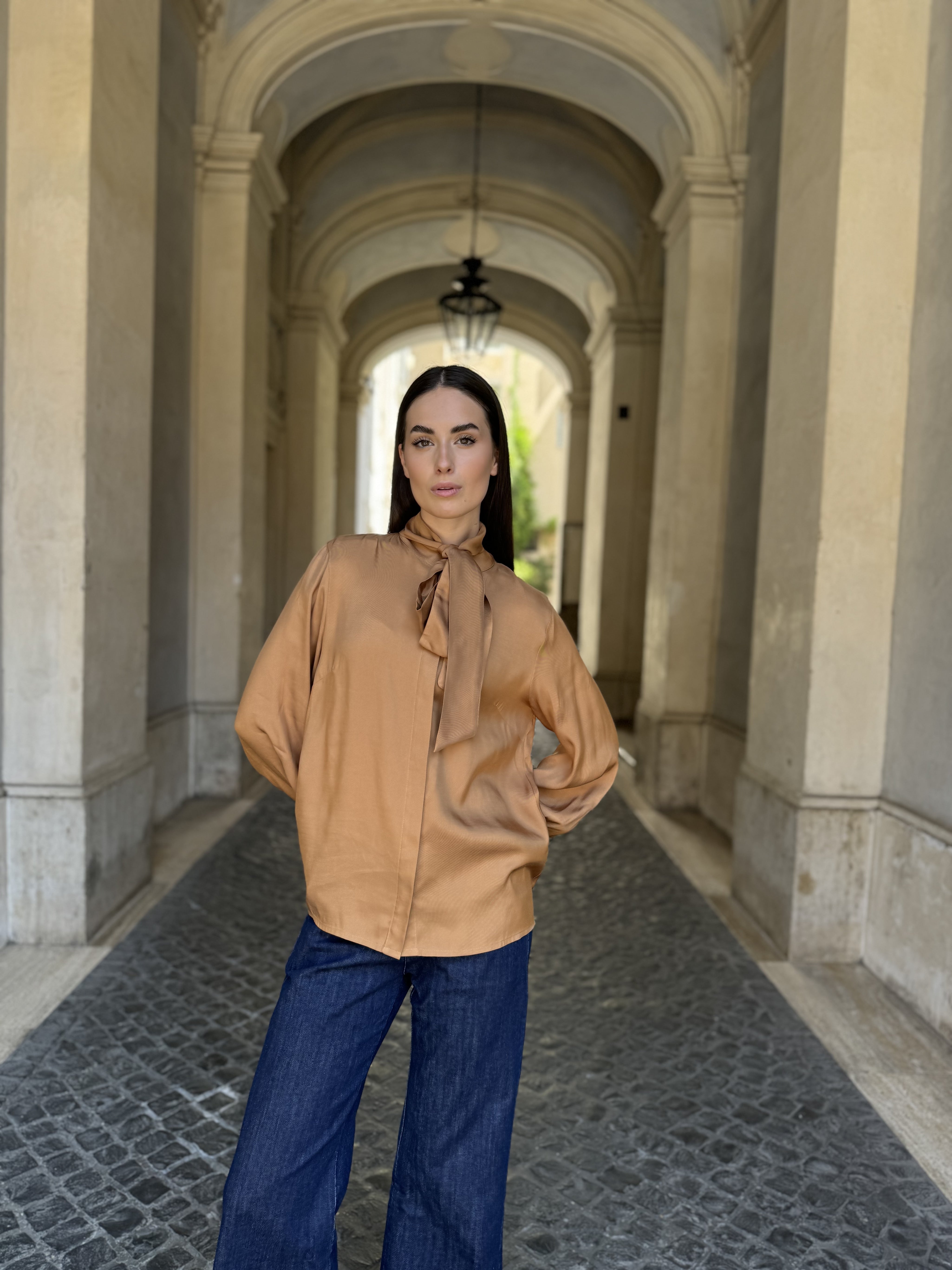 WU-SIDE - camicia fiocco viscosa - GOLD