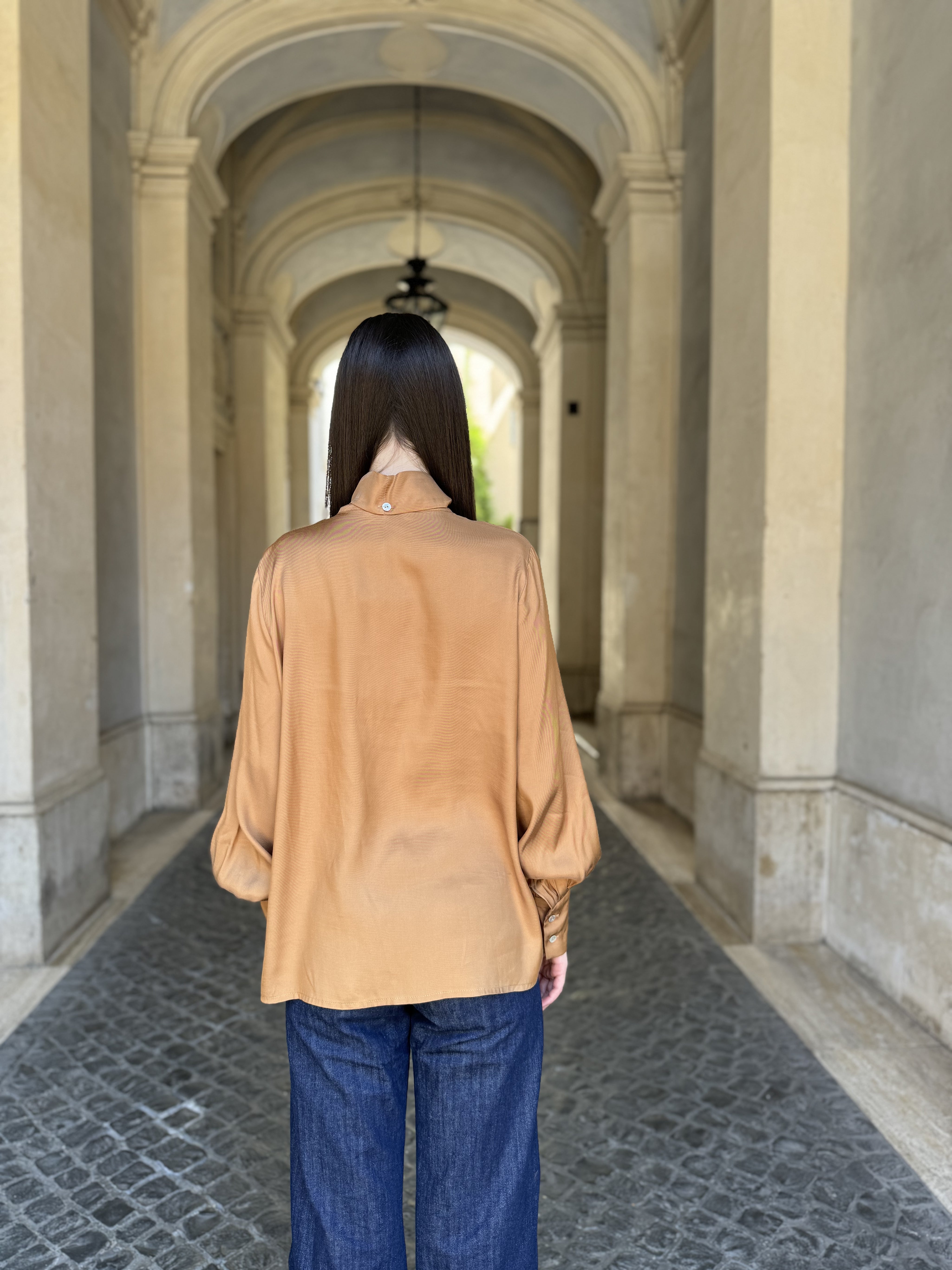 WU-SIDE - camicia fiocco viscosa - GOLD