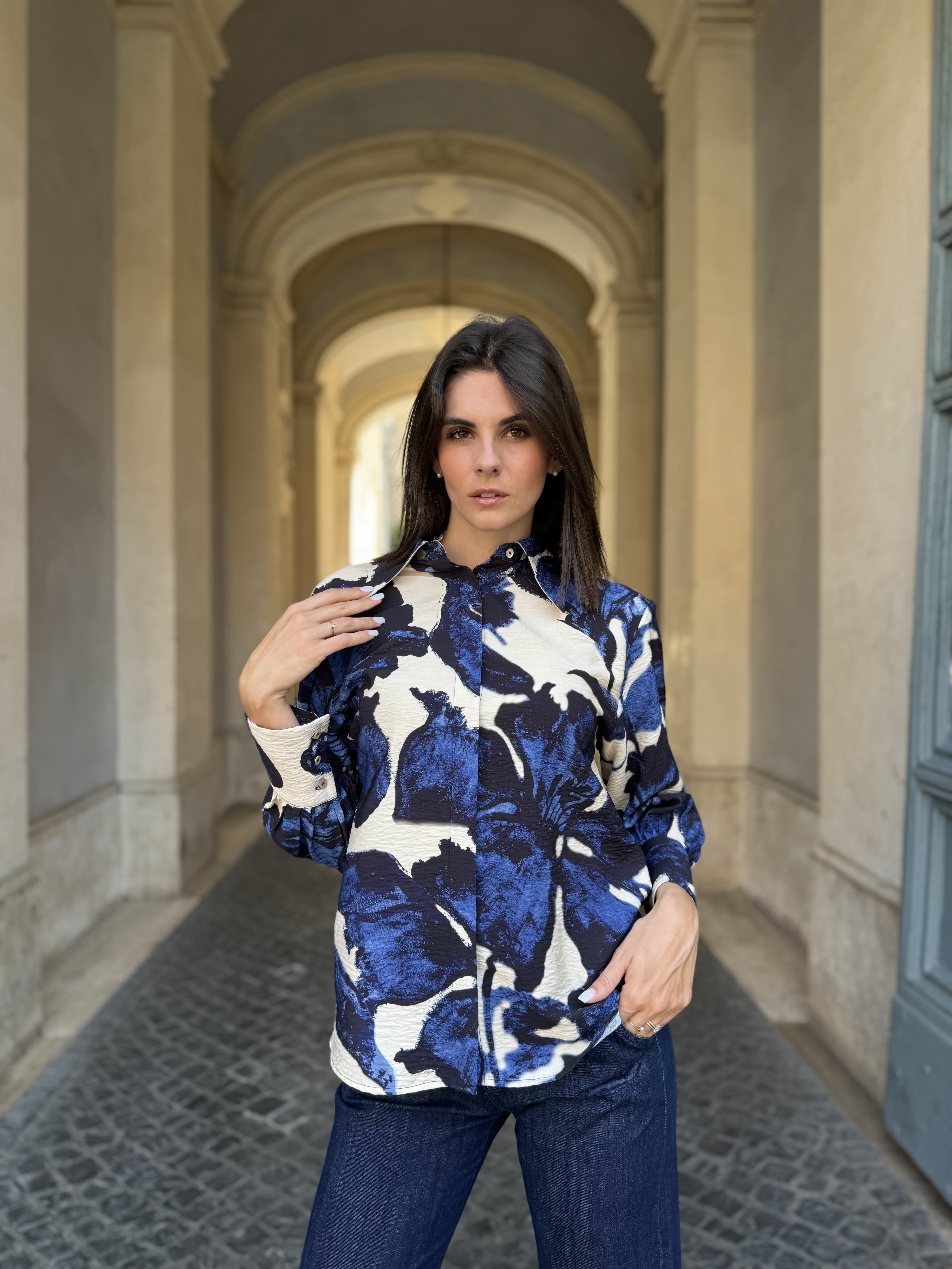 HAPPY 25 - camicia viscosa - BLUE