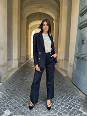HAPPY 25 - pantalone gessato - BLUE