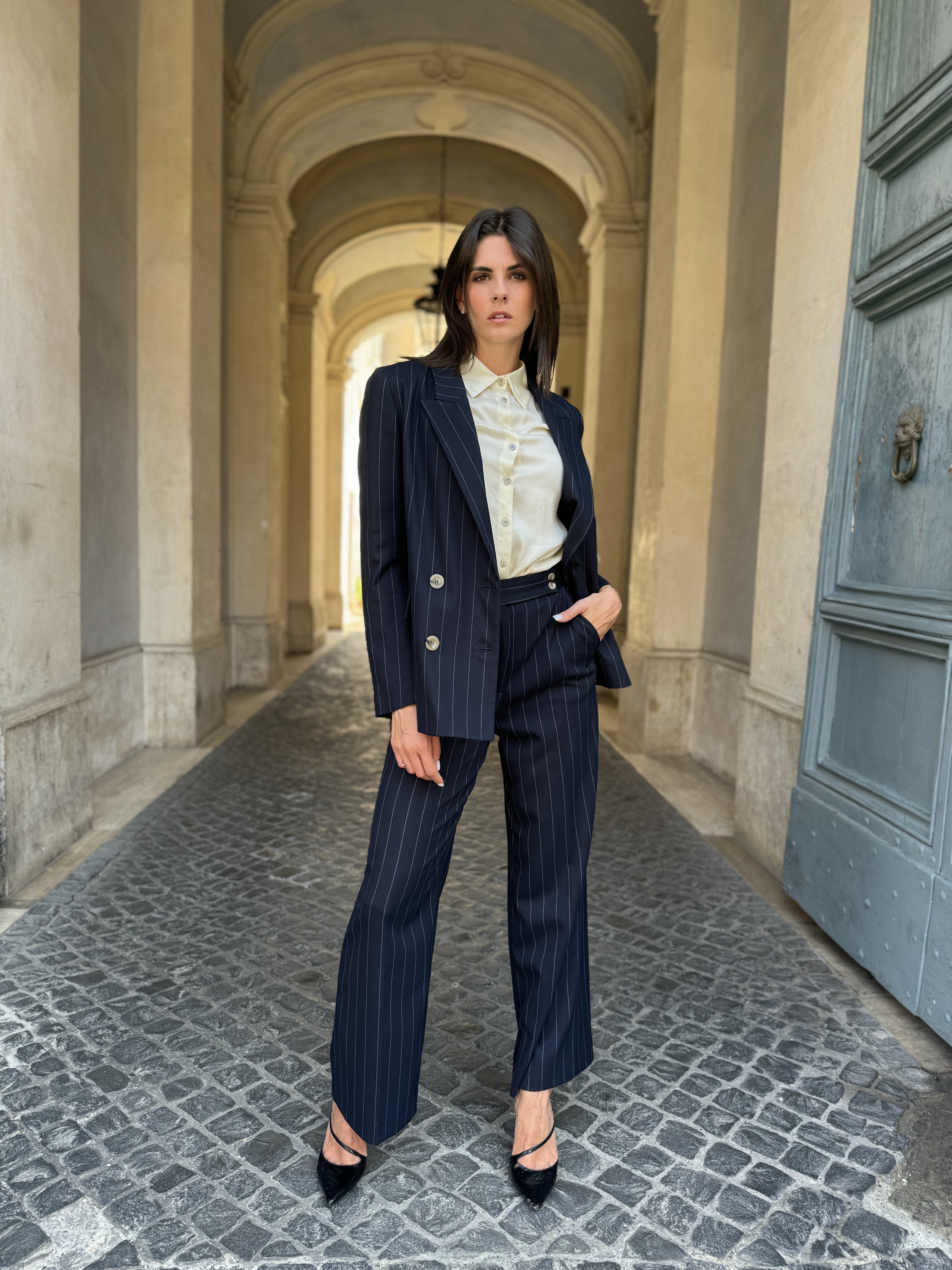 HAPPY 25 - pantalone gessato - BLUE