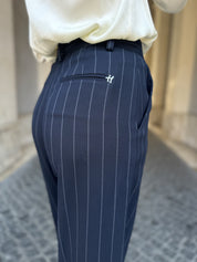 HAPPY 25 - pantalone gessato - BLUE