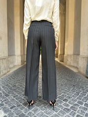 HAPPY 25 - pantalone gessato - ANTRACITE